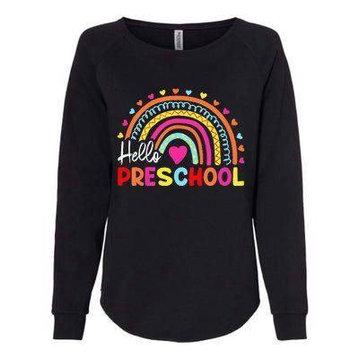 Hello Preschool Retro Rainbow Teacher Womens California Wash Sweatshirt