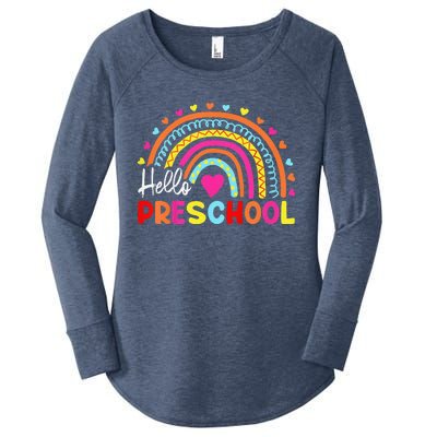 Hello Preschool Retro Rainbow Teacher Women's Perfect Tri Tunic Long Sleeve Shirt