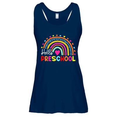 Hello Preschool Retro Rainbow Teacher Ladies Essential Flowy Tank