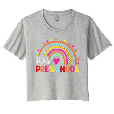 Hello Preschool Retro Rainbow Teacher Women's Crop Top Tee