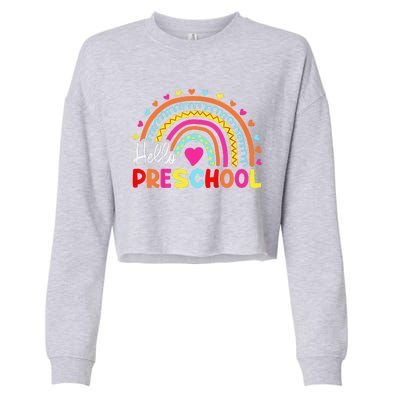 Hello Preschool Retro Rainbow Teacher Cropped Pullover Crew