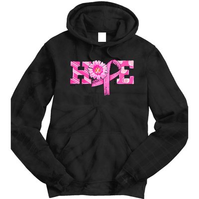 Hope Pink Ribbon Sunflower Breast Cancer Awareness Tie Dye Hoodie