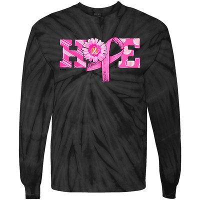 Hope Pink Ribbon Sunflower Breast Cancer Awareness Tie-Dye Long Sleeve Shirt