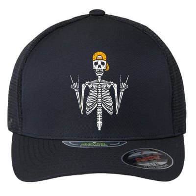 Halloween Punk Rocker Skeleton Cap Skater Cool Rock Gift Flexfit Unipanel Trucker Cap