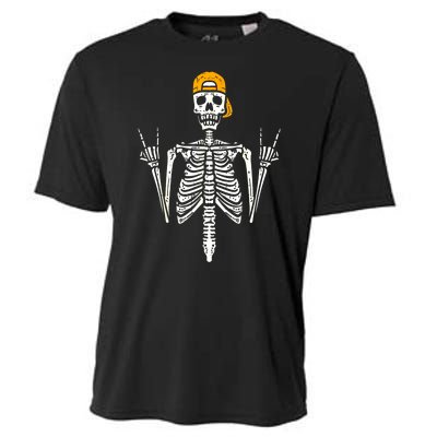 Halloween Punk Rocker Skeleton Cap Skater Cool Rock Gift Cooling Performance Crew T-Shirt