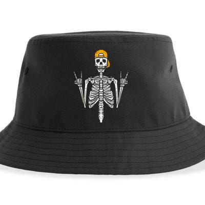 Halloween Punk Rocker Skeleton Cap Skater Cool Rock Gift Sustainable Bucket Hat