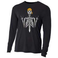 Halloween Punk Rocker Skeleton Cap Skater Cool Rock Gift Cooling Performance Long Sleeve Crew