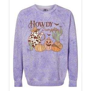 Howdy Pumpkin Rodeo Western Country Southern Halloween Gift Colorblast Crewneck Sweatshirt