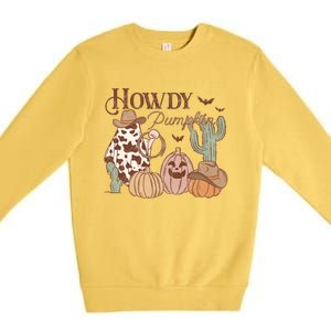 Howdy Pumpkin Rodeo Western Country Southern Halloween Gift Premium Crewneck Sweatshirt