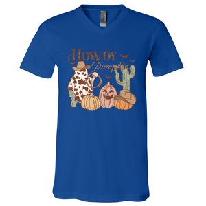 Howdy Pumpkin Rodeo Western Country Southern Halloween Gift V-Neck T-Shirt