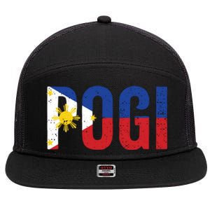 Hilarious Pogi Statet In Philippine Flag Design Idea Gift 7 Panel Mesh Trucker Snapback Hat