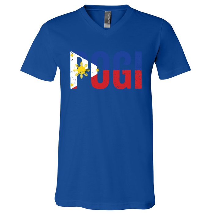 Hilarious Pogi Statet In Philippine Flag Design Idea Gift V-Neck T-Shirt