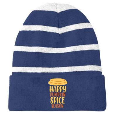 Happy Pumpkin Spice Season Coffee Lover Striped Beanie with Solid Band