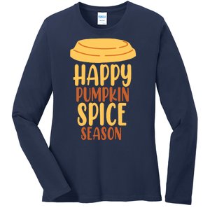 Happy Pumpkin Spice Season Coffee Lover Ladies Long Sleeve Shirt