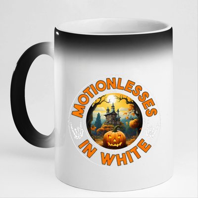 Halloween Pumpkin Scary Funny Motionlesses In White 11oz Black Color Changing Mug