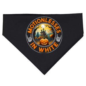 Halloween Pumpkin Scary Funny Motionlesses In White USA-Made Doggie Bandana