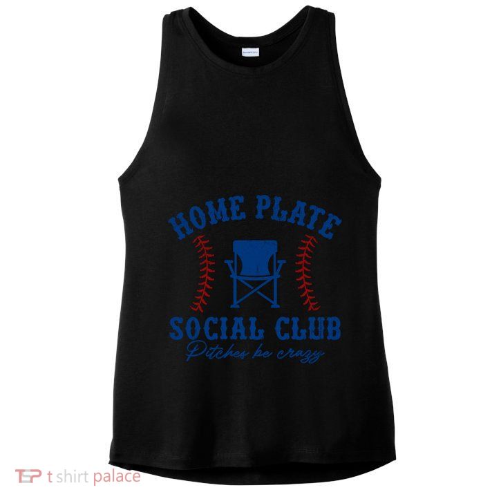 Home Plate Social Club Pitches Be Crazy Baseball Gift Ladies PosiCharge Tri-Blend Wicking Tank