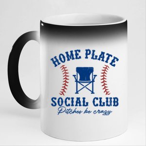 Home Plate Social Club Pitches Be Crazy Baseball Gift 11oz Black Color Changing Mug