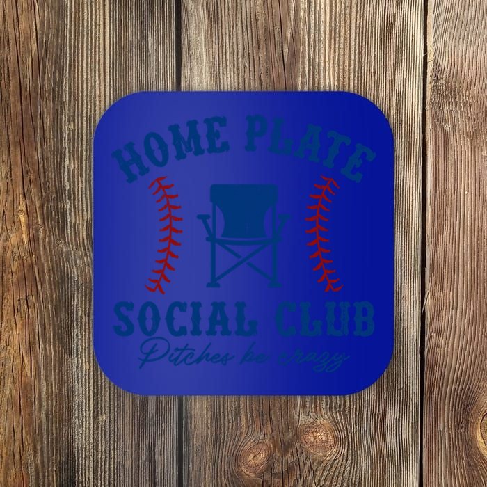 Home Plate Social Club Pitches Be Crazy Baseball Gift Coaster