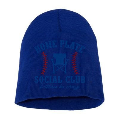 Home Plate Social Club Pitches Be Crazy Baseball Gift Short Acrylic Beanie