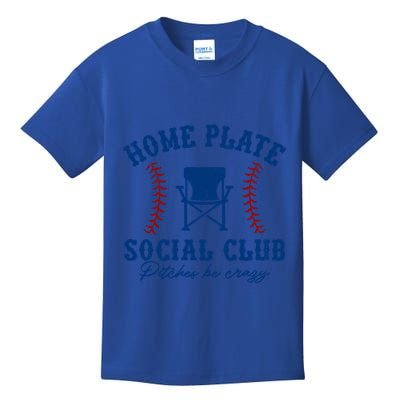 Home Plate Social Club Pitches Be Crazy Baseball Gift Kids T-Shirt