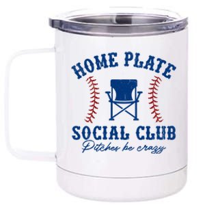 Home Plate Social Club Pitches Be Crazy Baseball Gift 12 oz Stainless Steel Tumbler Cup