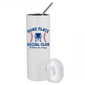 Home Plate Social Club Pitches Be Crazy Baseball Gift Stainless Steel Tumbler