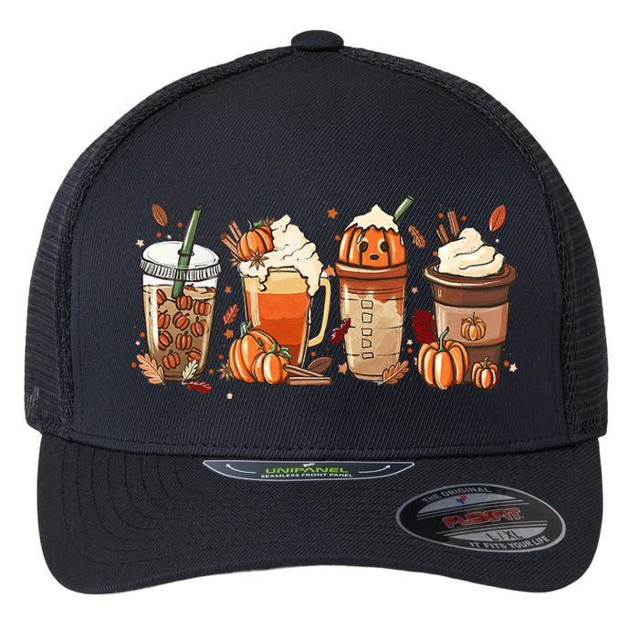 Halloween Pumpkin Spice Coffee Lover Flexfit Unipanel Trucker Cap