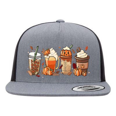 Halloween Pumpkin Spice Coffee Lover Flat Bill Trucker Hat