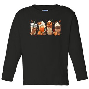 Halloween Pumpkin Spice Coffee Lover Toddler Long Sleeve Shirt