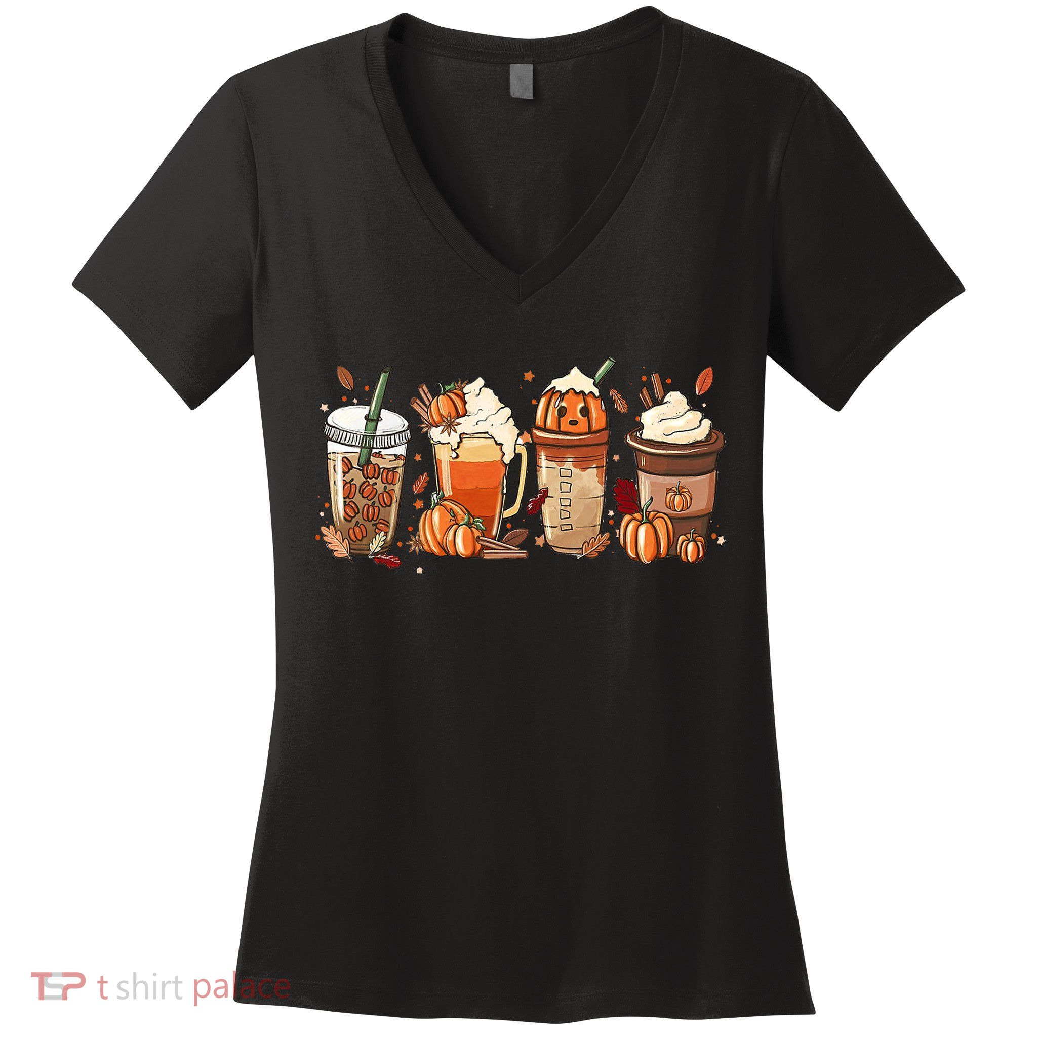 Halloween Pumpkin Spice Coffee Lover Women's V-Neck T-Shirt