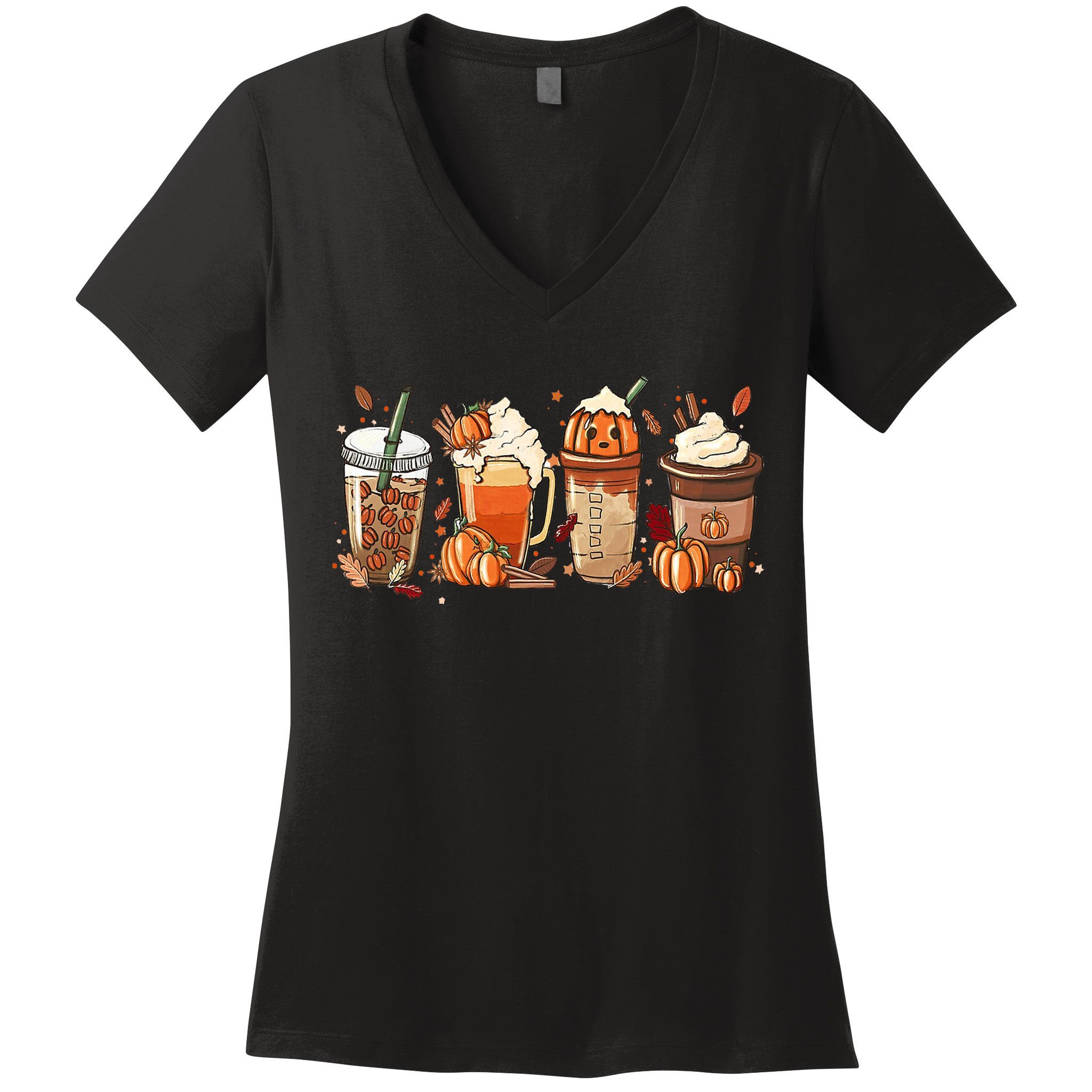 Halloween Pumpkin Spice Coffee Lover Women's V-Neck T-Shirt