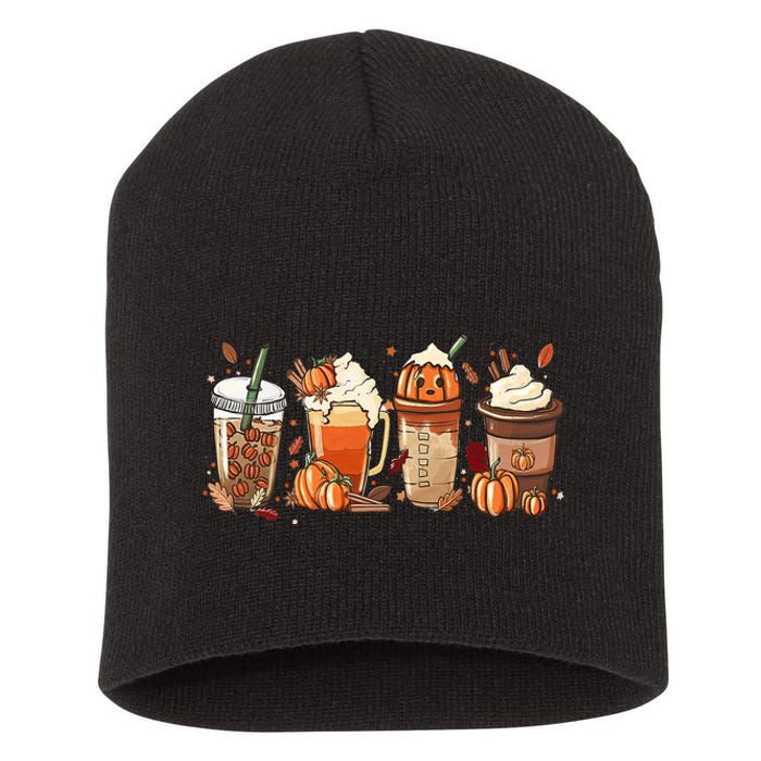 Halloween Pumpkin Spice Coffee Lover Short Acrylic Beanie