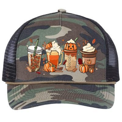 Halloween Pumpkin Spice Coffee Lover Retro Rope Trucker Hat Cap