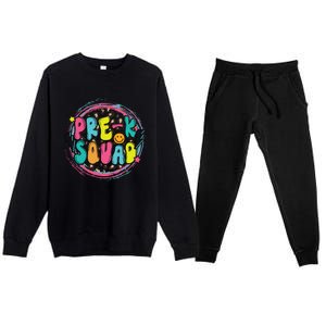 Hello Preschool Squad Preschool First Day Preschool PreK Teacher Premium Crewneck Sweatsuit Set