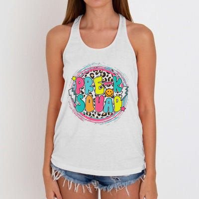 Hello Preschool Squad Preschool First Day Preschool PreK Teacher Women's Knotted Racerback Tank