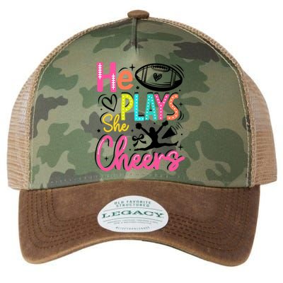 He Plays She Cheers Football Team Game Day Legacy Tie Dye Trucker Hat