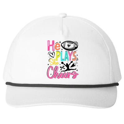 He Plays She Cheers Football Team Game Day Snapback Five-Panel Rope Hat