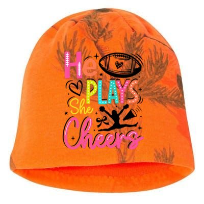 He Plays She Cheers Football Team Game Day Kati - Camo Knit Beanie