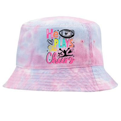 He Plays She Cheers Football Team Game Day Tie-Dyed Bucket Hat