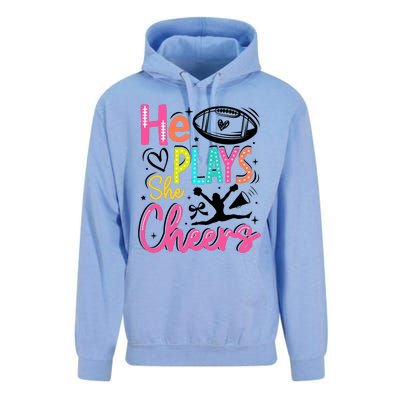 He Plays She Cheers Football Team Game Day Unisex Surf Hoodie