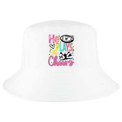 He Plays She Cheers Football Team Game Day Cool Comfort Performance Bucket Hat