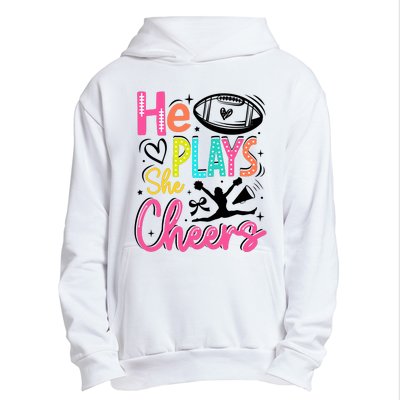 He Plays She Cheers Football Team Game Day Urban Pullover Hoodie