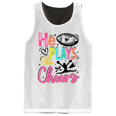 He Plays She Cheers Football Team Game Day Mesh Reversible Basketball Jersey Tank