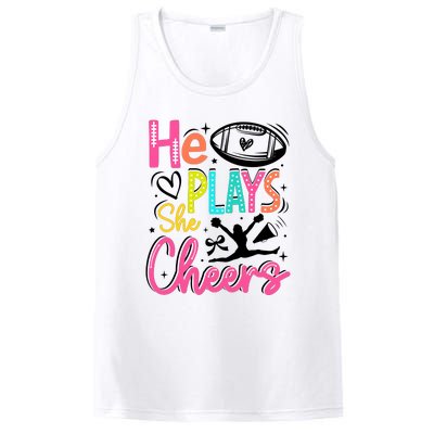 He Plays She Cheers Football Team Game Day PosiCharge Competitor Tank