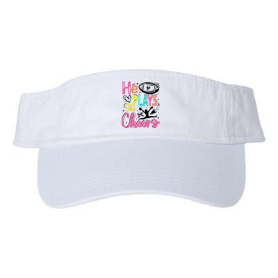 He Plays She Cheers Football Team Game Day Valucap Bio-Washed Visor