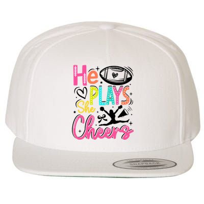 He Plays She Cheers Football Team Game Day Wool Snapback Cap