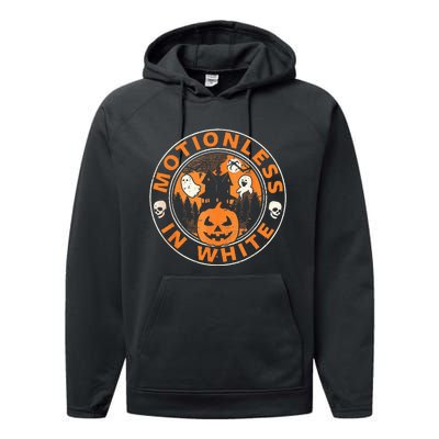 Halloween Pumpkin Scary Funny Motionlesses In White Performance Fleece Hoodie