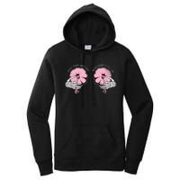 Halloween Pinch Skeleton Pumpkin Yeah They Are Fake Funny Boobs Women's Pullover Hoodie