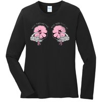 Halloween Pinch Skeleton Pumpkin Yeah They Are Fake Funny Boobs Ladies Long Sleeve Shirt